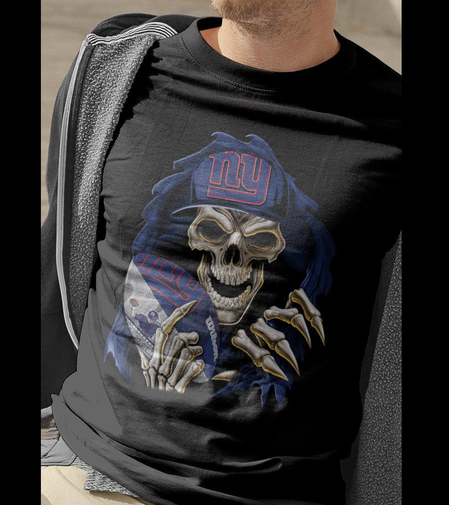 Skullbong New York Giants Skull Football T-Shirt