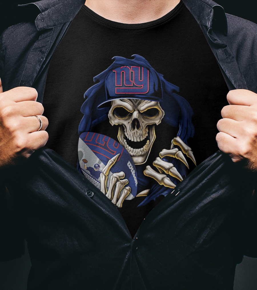 Skullbong New York Giants Skull Football T-Shirt