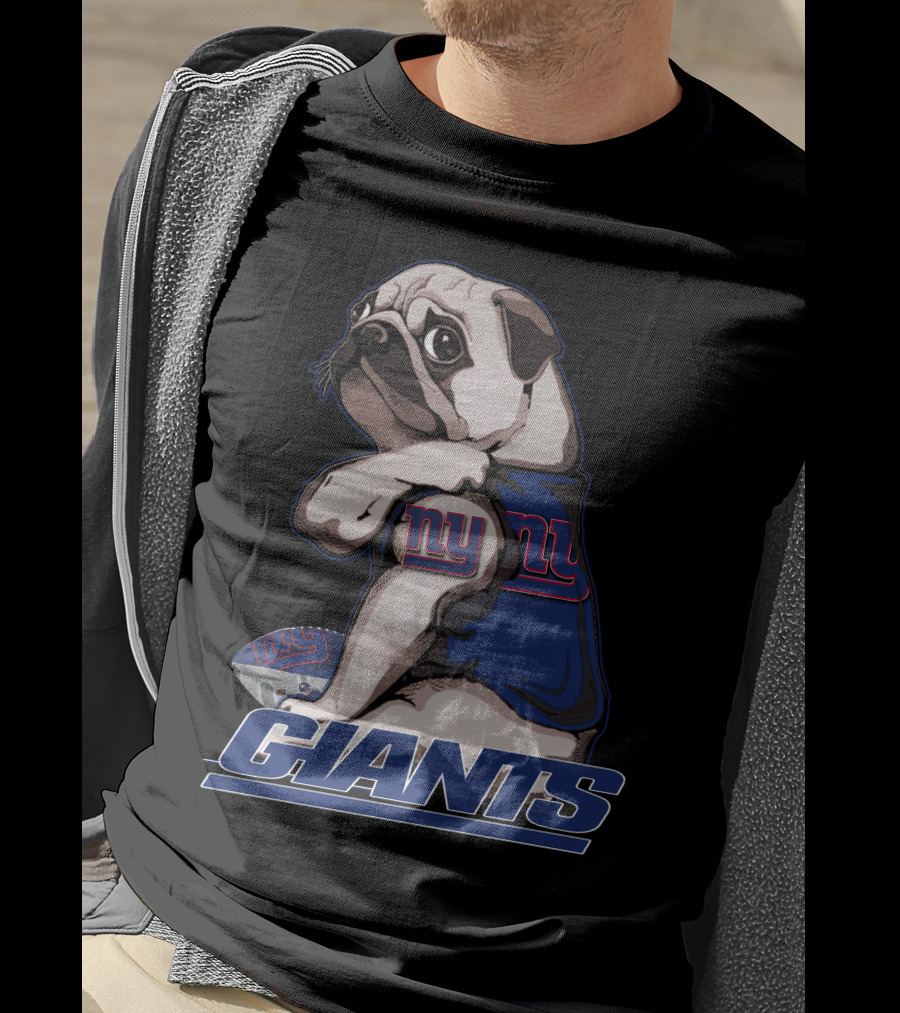 Pug Wearing New York Giants Football Sweater T-Shirt
