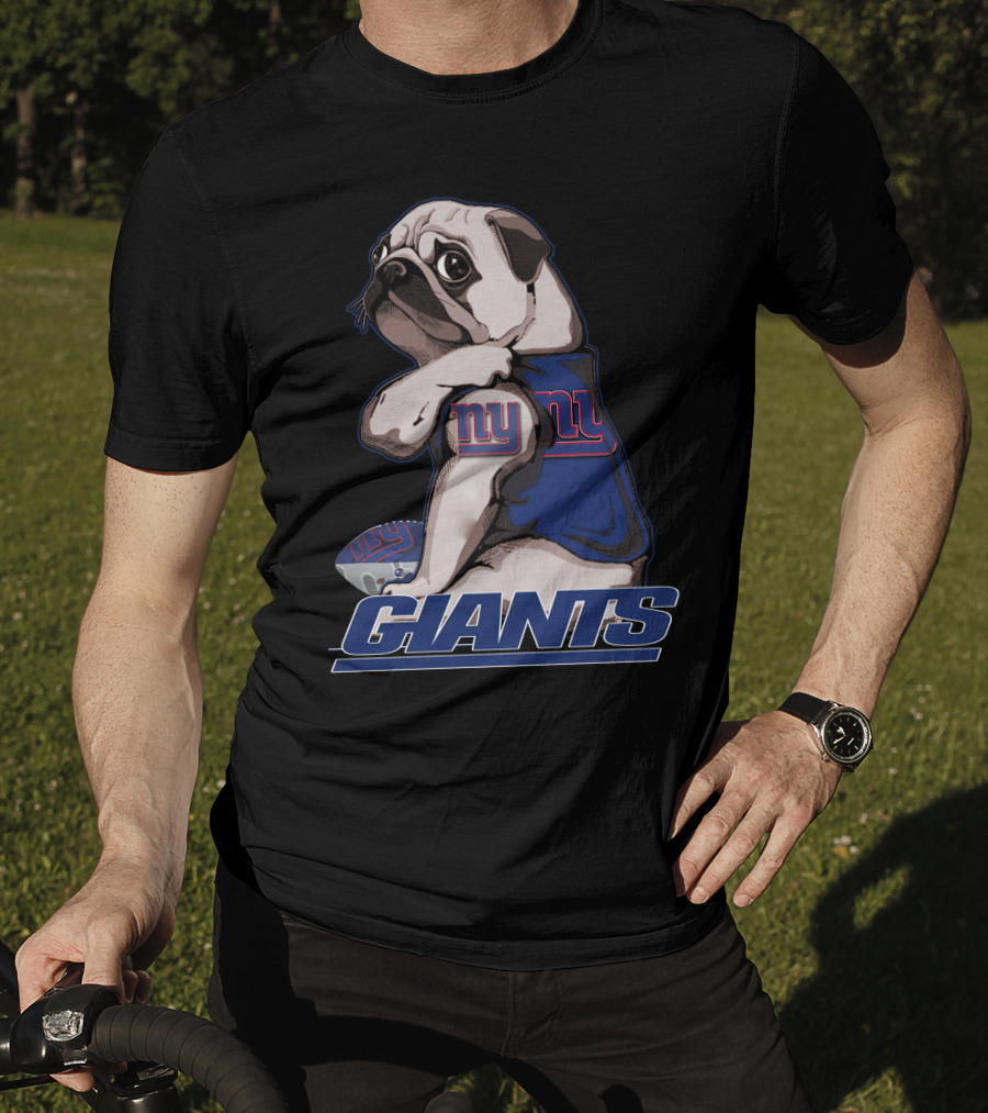 Pug Wearing New York Giants Football Sweater T-Shirt