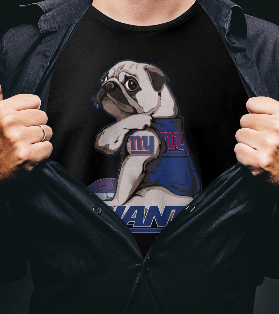 Pug Wearing New York Giants Football Sweater T-Shirt