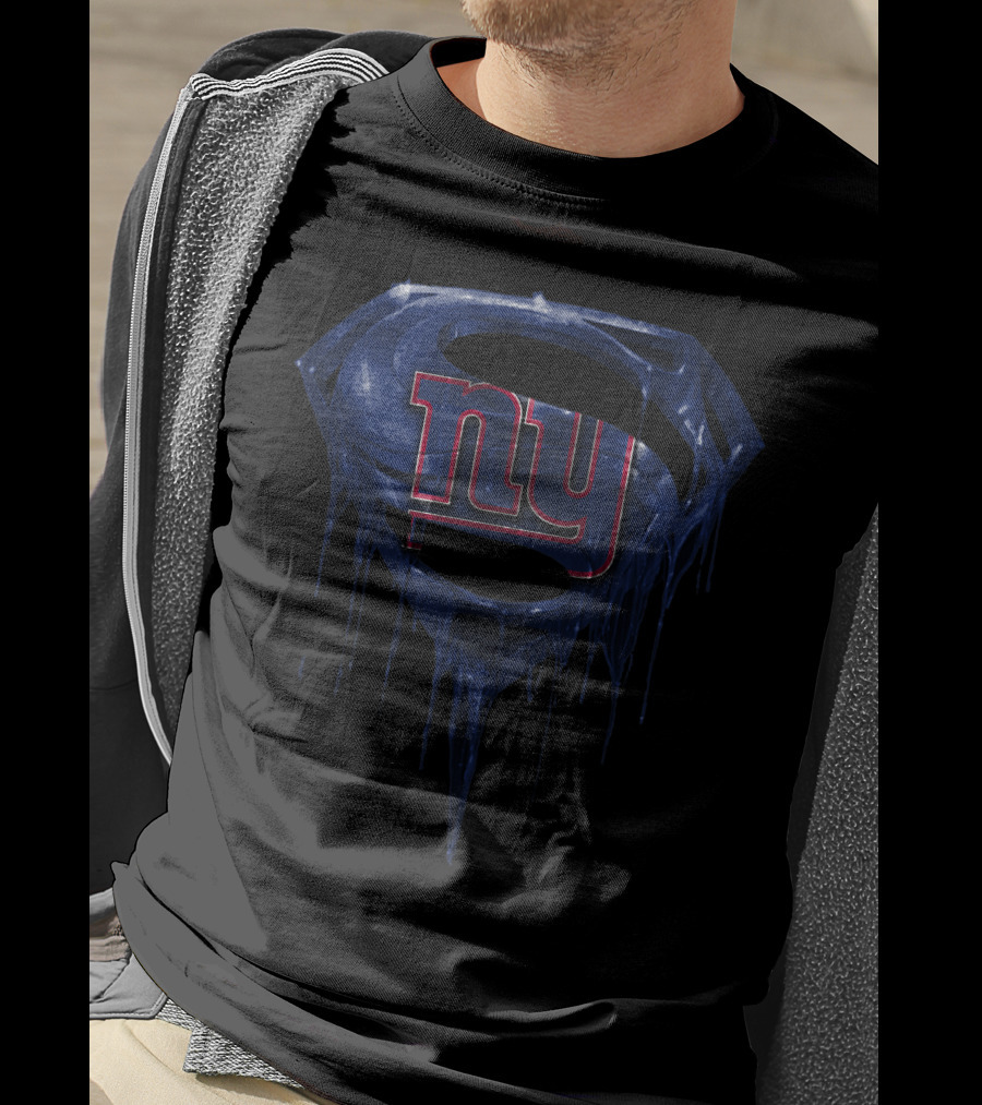 New York Giants Superman Logo Dripping Effect T-Shirt
