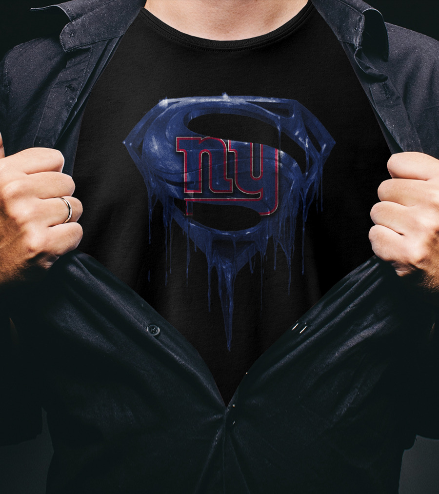 New York Giants Superman Logo Dripping Effect T-Shirt