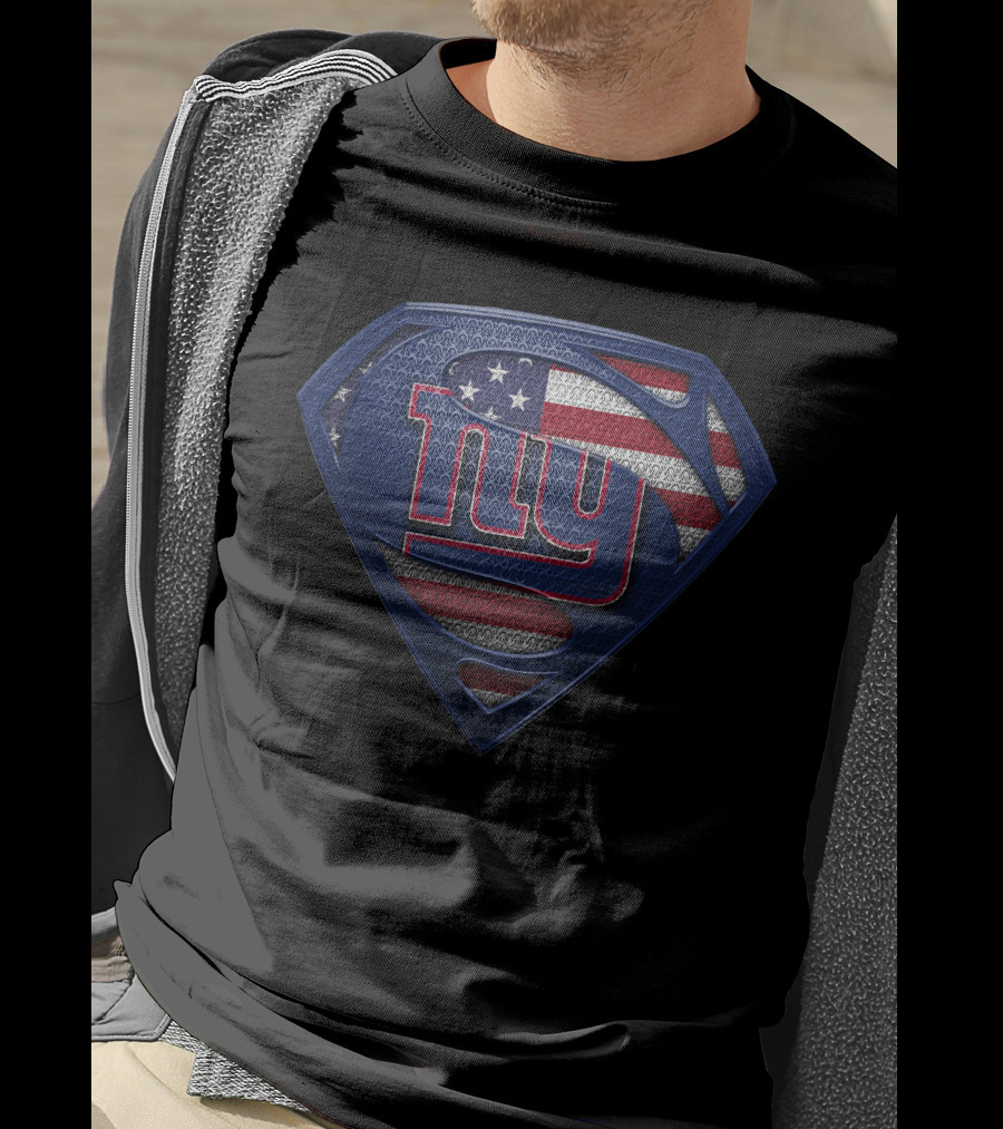 New York Giants American Flag Superman Shield T-Shirt