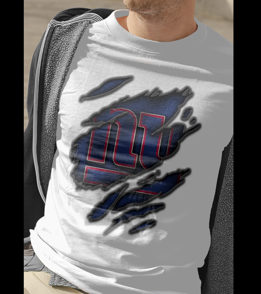 Torn V3 New York Giants Logo Rip Effect T-Shirt
