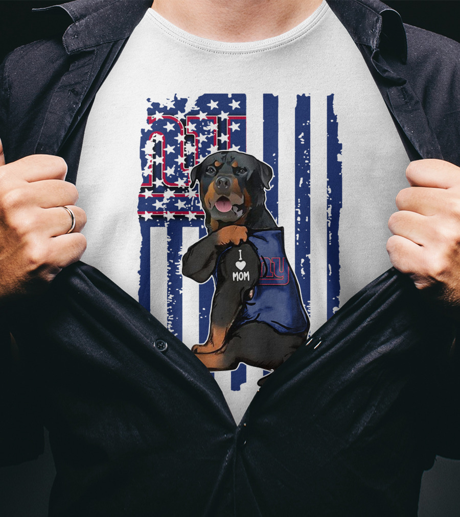 Rottweiler I Love Mom New York Giants Fan T-Shirt