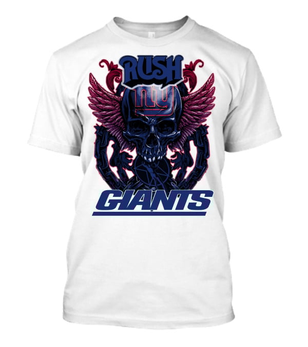 Rush New York Giants Skull With Wings And Chains T-Shirt