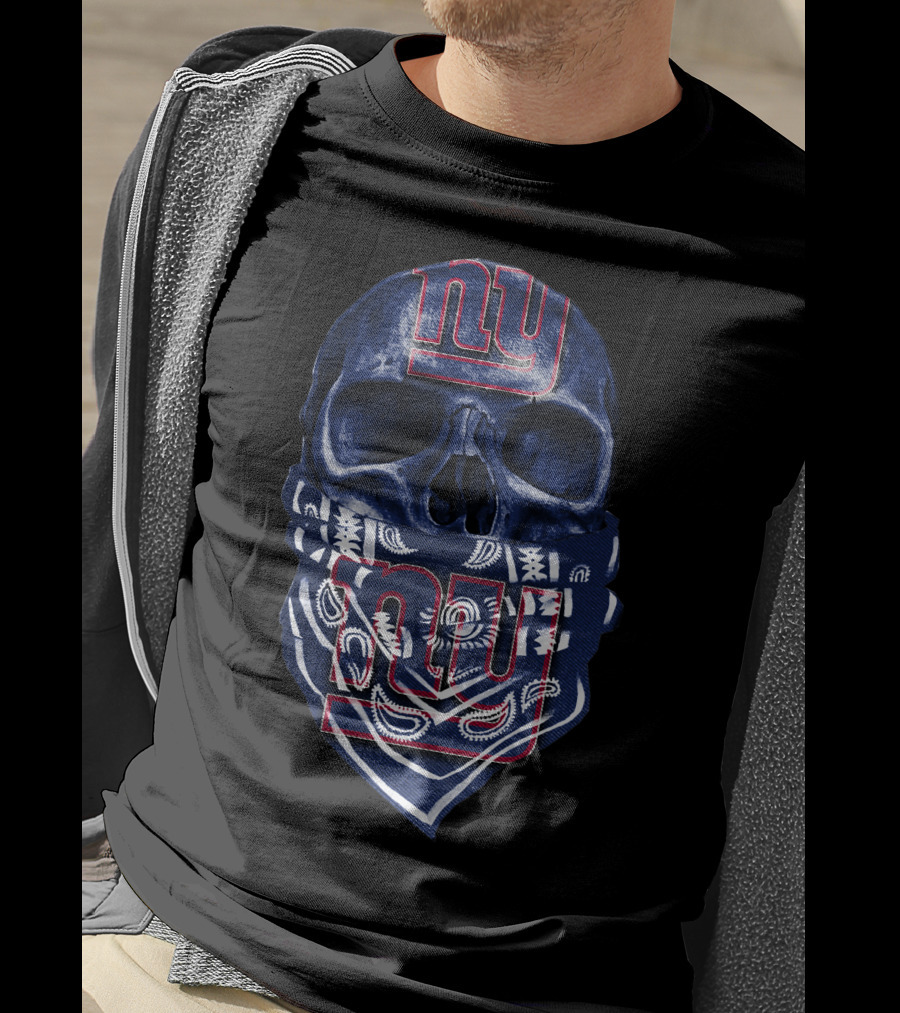Skull V5 New York Giants Bandana T-Shirt