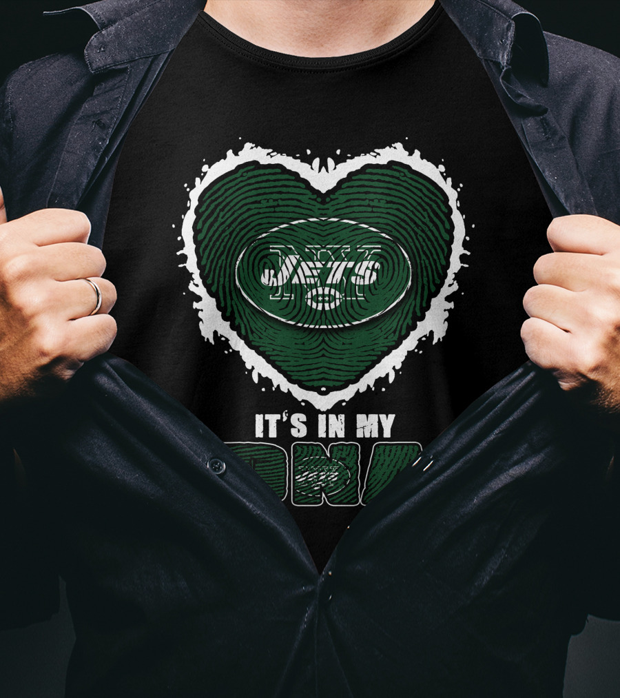 It's In My DNA New York Jets Heart Fingerprint T-Shirt