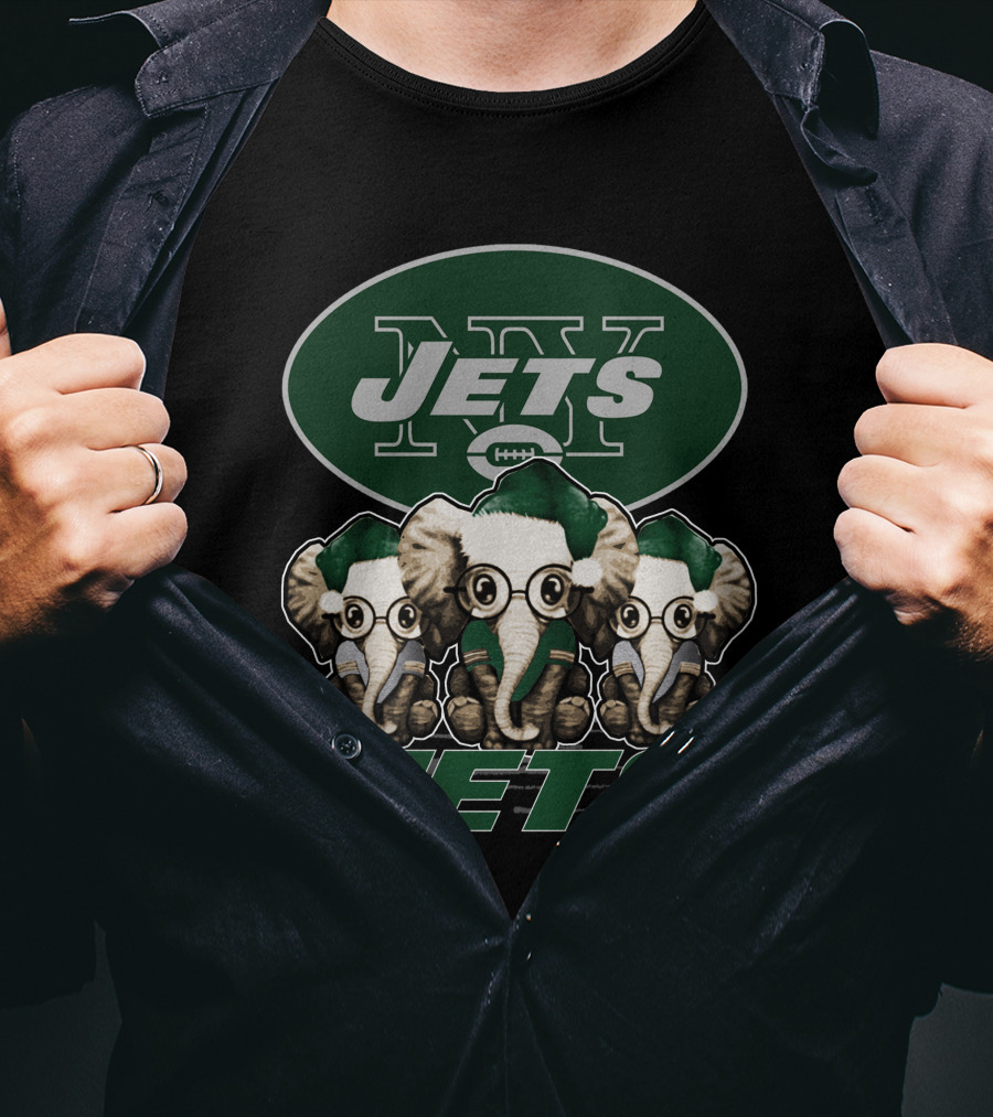 New York Jets Elephan Xmas Jets Football Trio T-Shirt