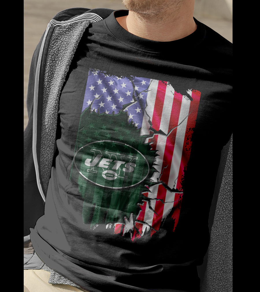 New York Jets American Flag Rip T-Shirt