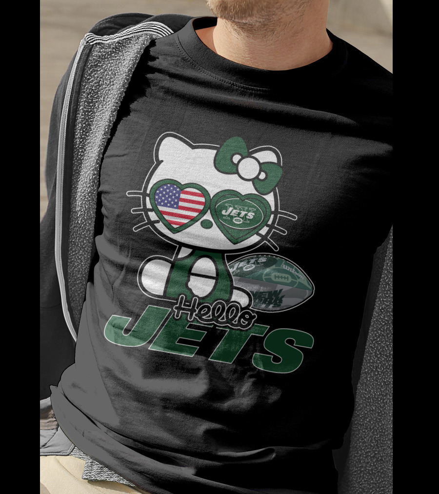 Hello Kitty Jets American Flag Football T-Shirt