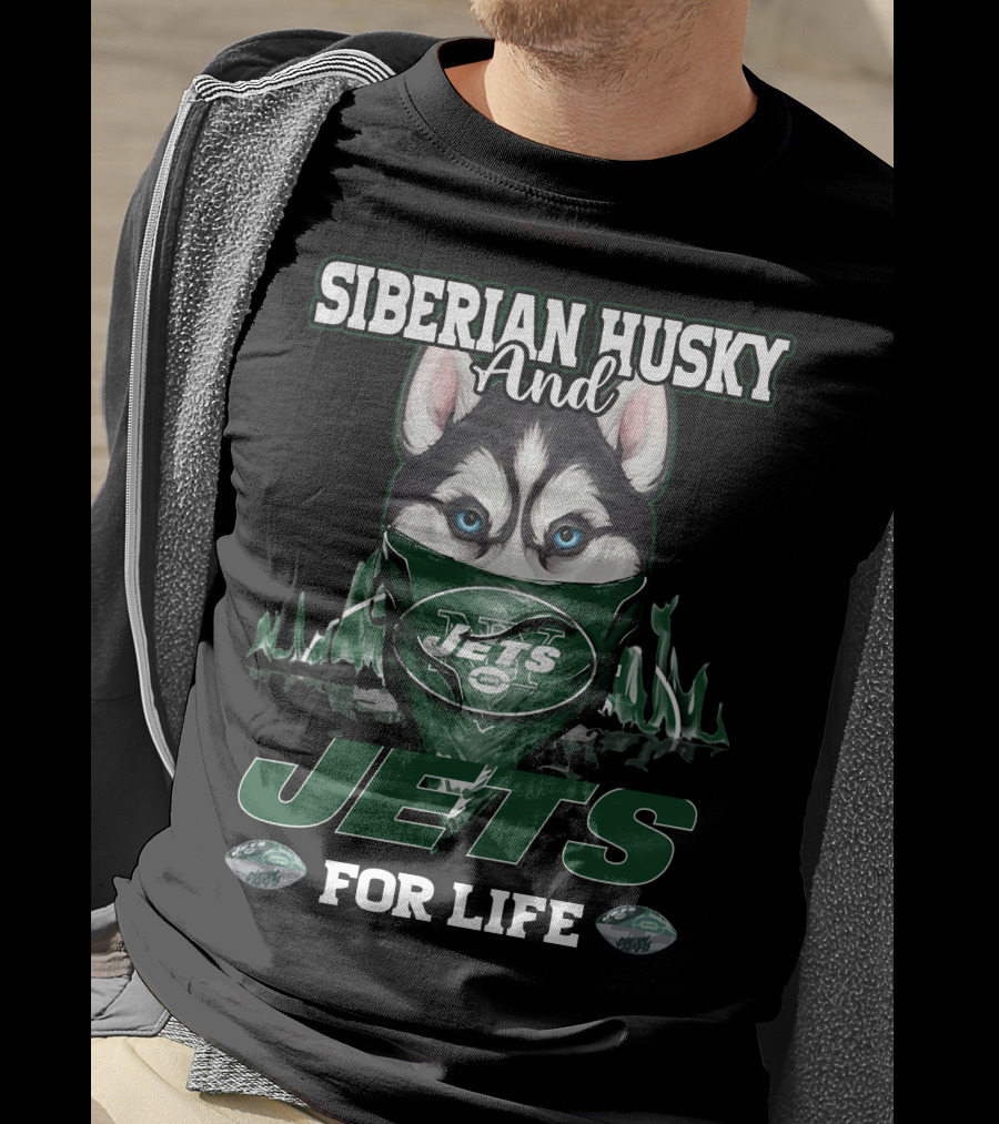 Siberian Husky And Jets For Life T-Shirt