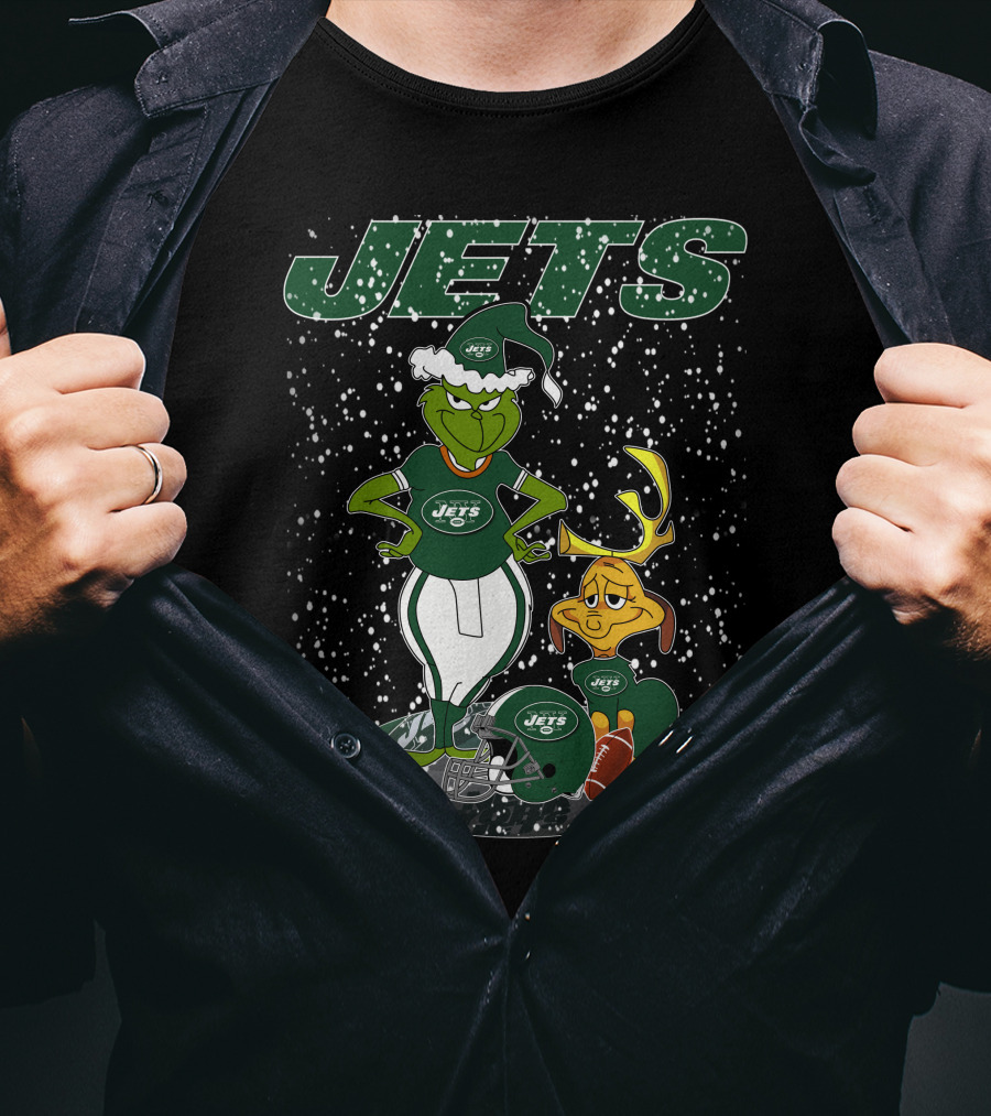 Grinchxmas New York Jets Holiday Football Fun T-Shirt