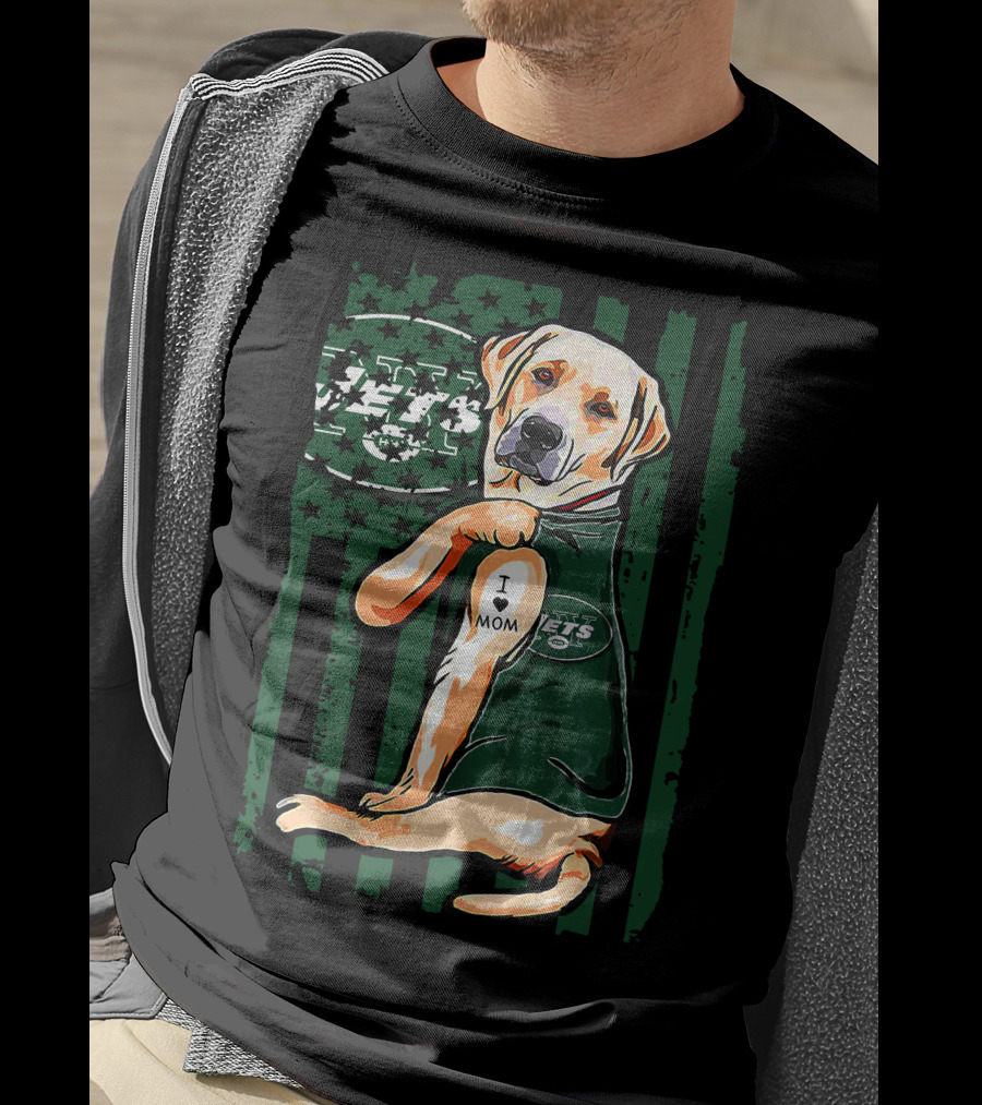 Labrador Retriever New York Jets I Love Mom T-Shirt