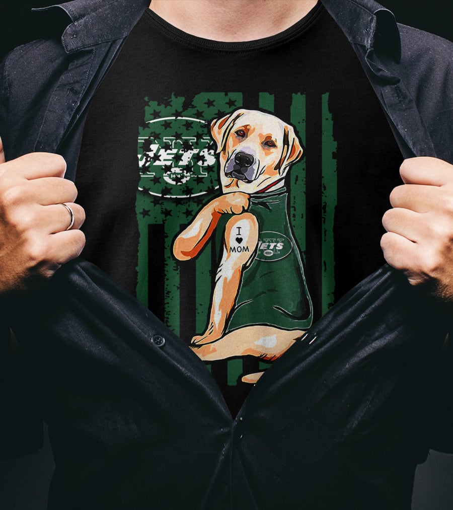 Labrador Retriever New York Jets I Love Mom T-Shirt