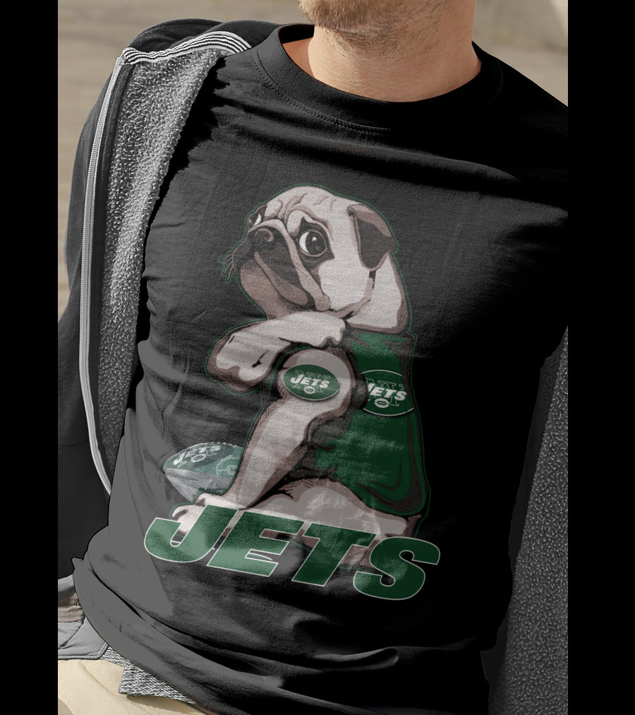 Pug Jets New York Football Fan T-Shirt