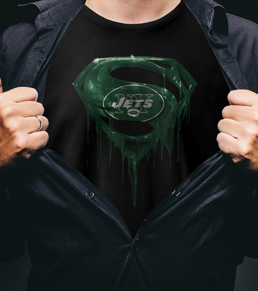 Jets New York Nfl Green Superman Drip T-Shirt