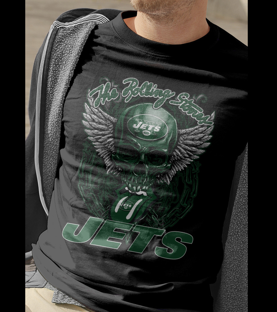 The Rolling Stones New York Jets Skull And Wings T-Shirt