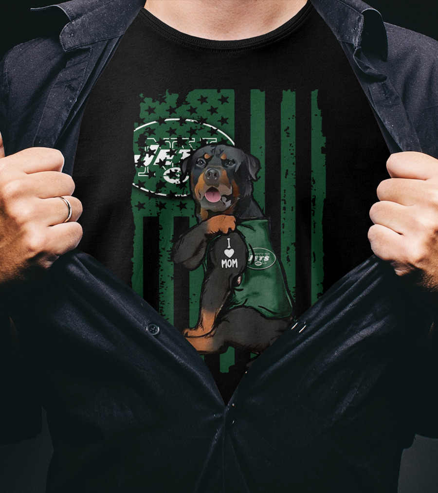 Rottweiler I Love Mom New York Jets Fan Gear T-Shirt