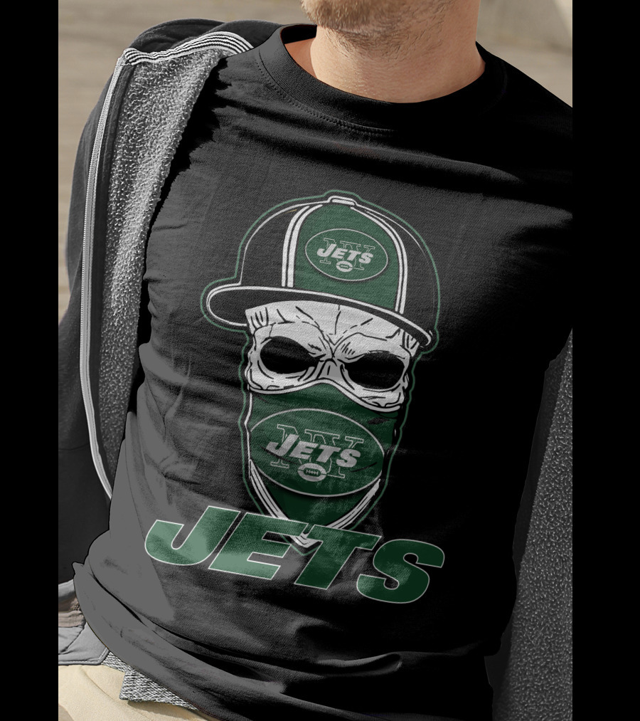 Skull Hat Jets Mask Logo New York Jets T-Shirt