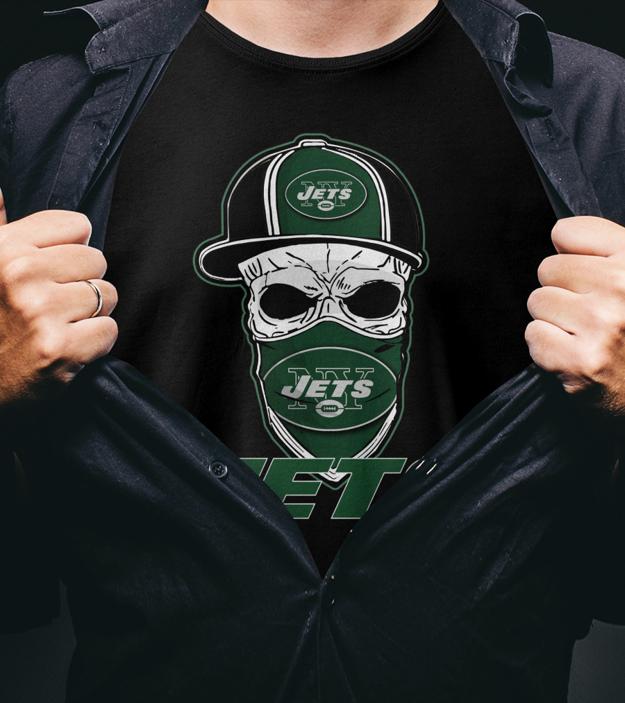 Skull Hat Jets Mask Logo New York Jets T-Shirt