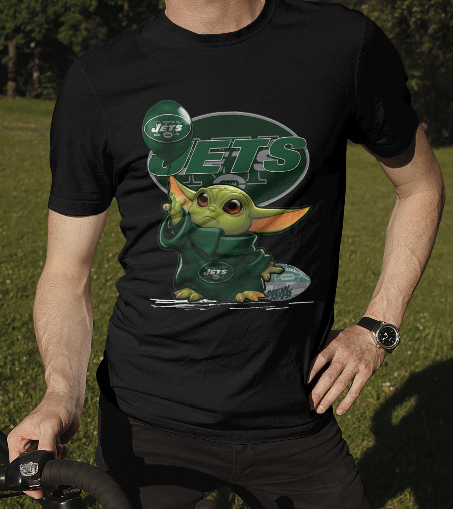 Yoda V1 New York Jets Football Yoda Balancing Jets Logos T-Shirt