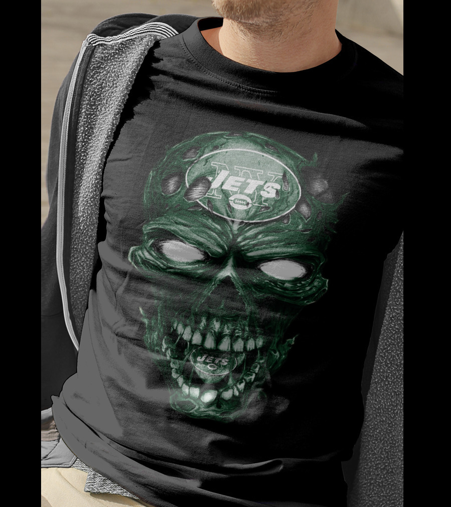 Skull V2 Jets New York NFL T-Shirt