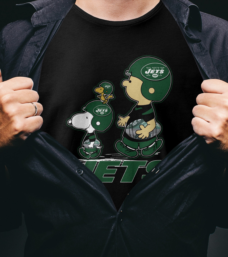 Snpfootball New York Jets Peanuts Characters In Helmets T-Shirt