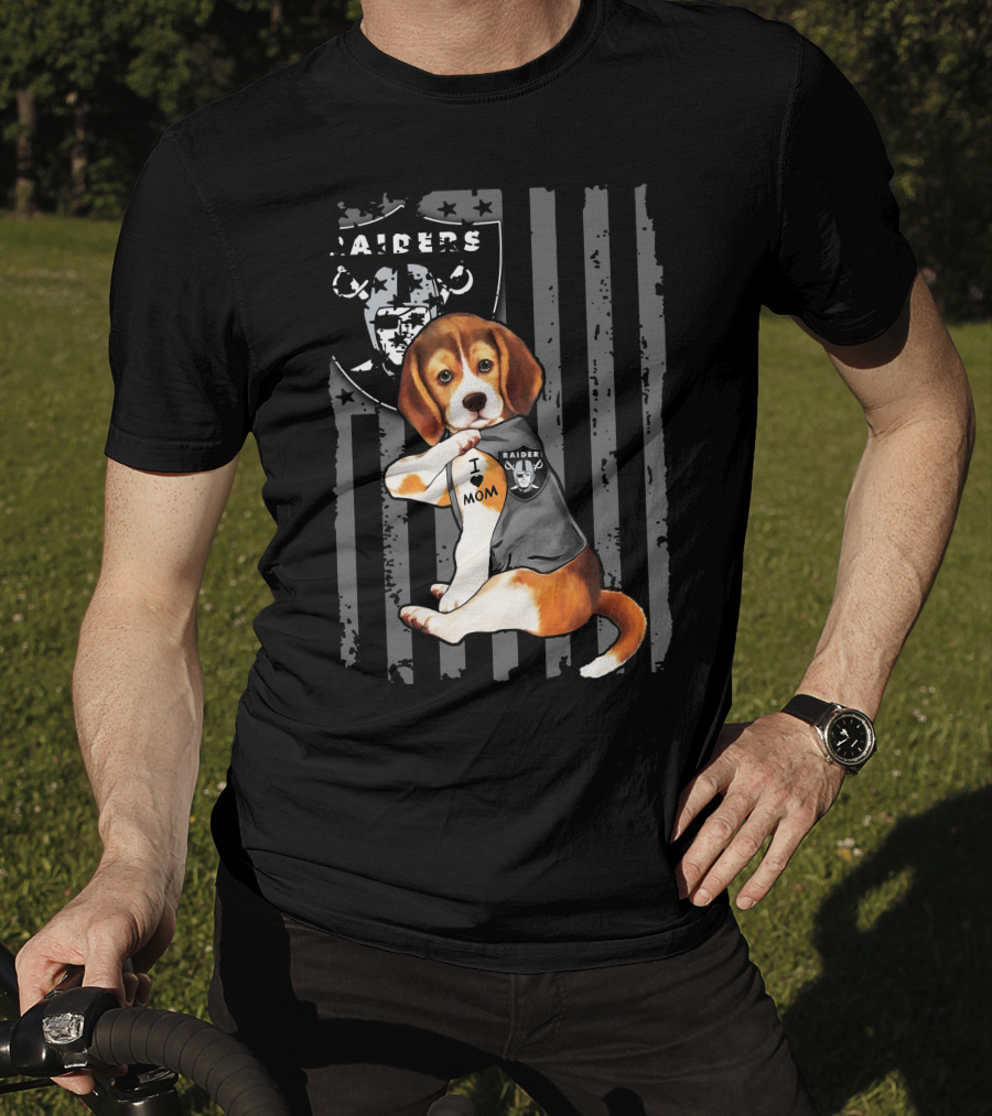 Beagle Raiders I Love Mom NFL Fan T-Shirt