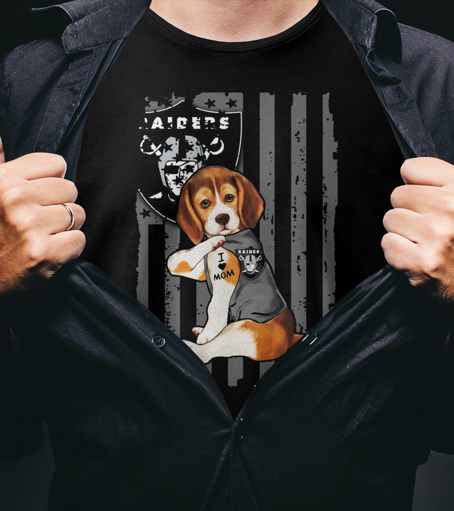 Beagle Raiders I Love Mom NFL Fan T-Shirt