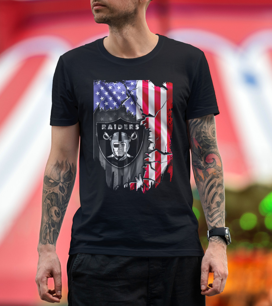 Flag V2 Raiders American Flag Patchwork T-Shirt