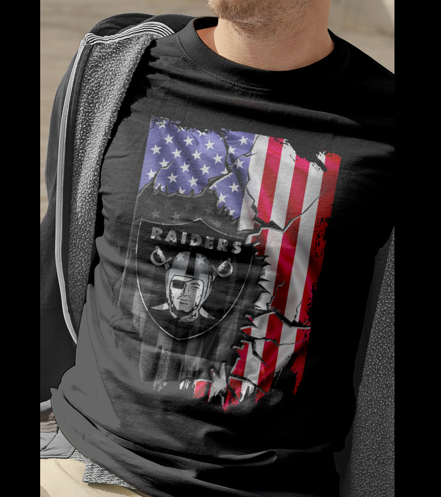 Flag V2 Raiders American Flag Patchwork T-Shirt