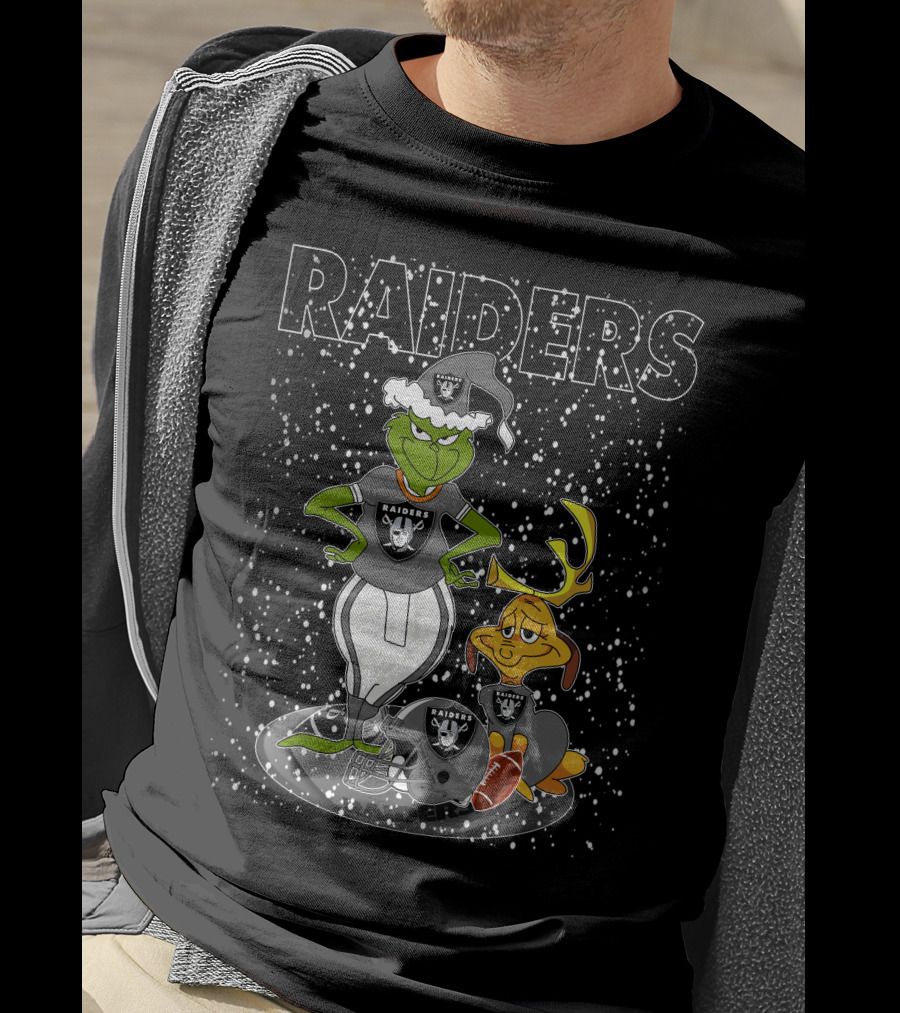 Grinchxmas Raiders Christmas Grinch With Raiders Logo Snowflakes T-Shirt