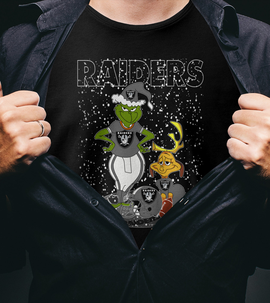 Grinchxmas Raiders Christmas Grinch With Raiders Logo Snowflakes T-Shirt