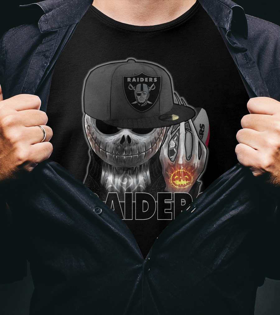Jackskull Raiders Halloween Skull Holding Pumpkin T-Shirt