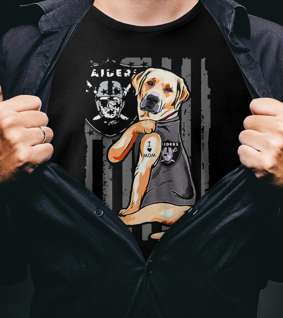 Labrador Retriever I Love Mom With Raiders Shield T-Shirt
