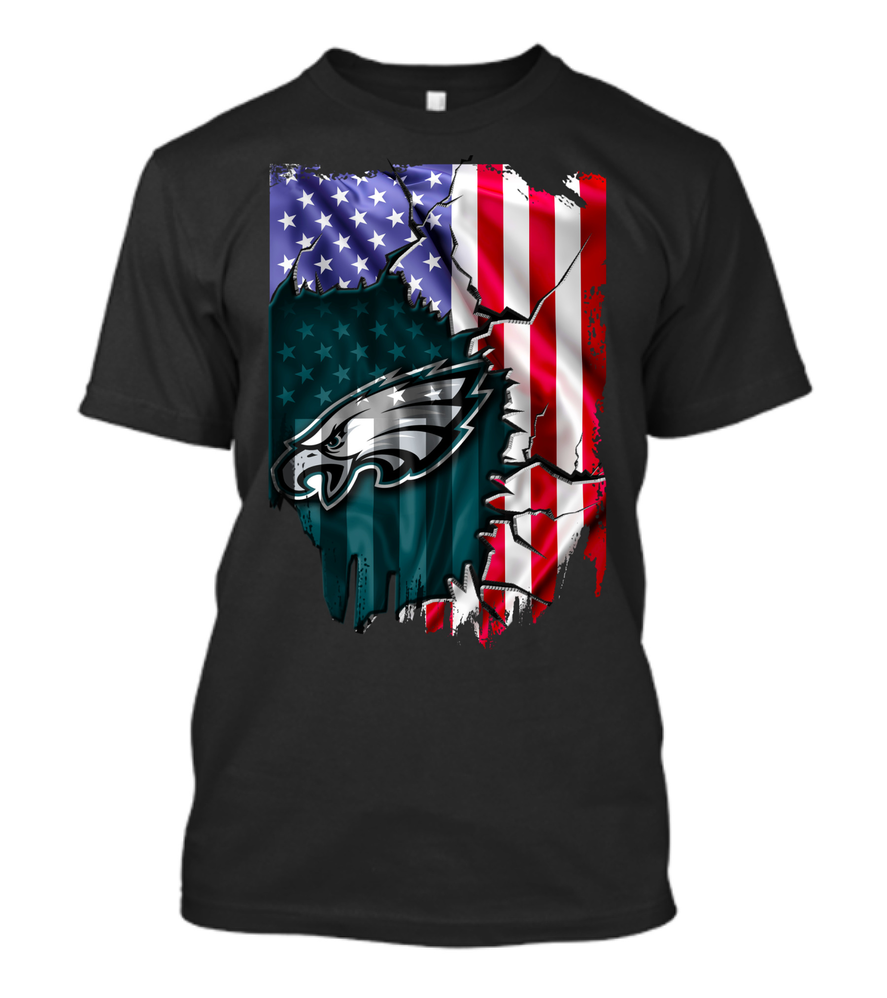Philadelphia Eagles American Flag Ripped T-Shirt