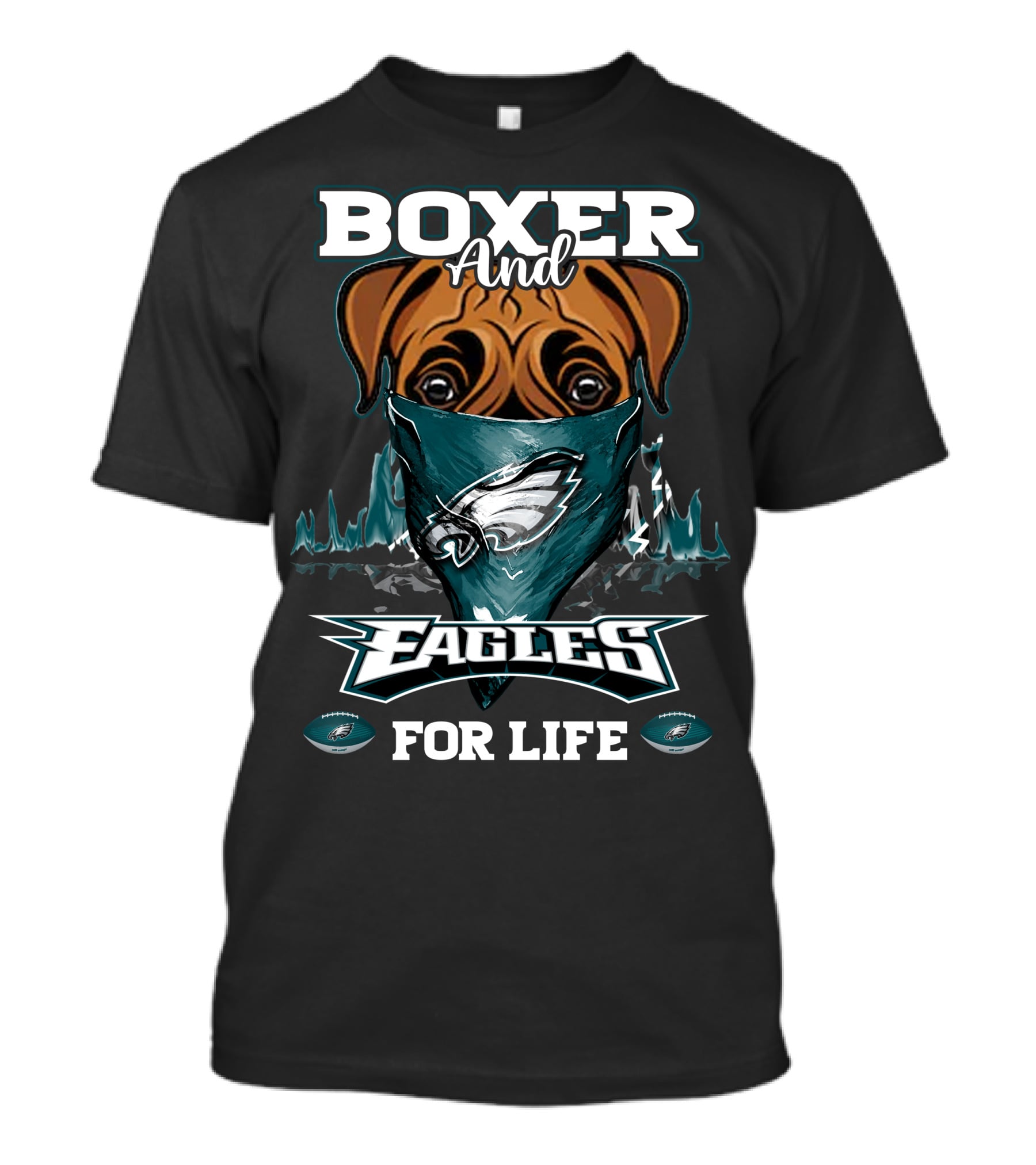Boxer And Philadelphia Eagles For Life T-Shirt