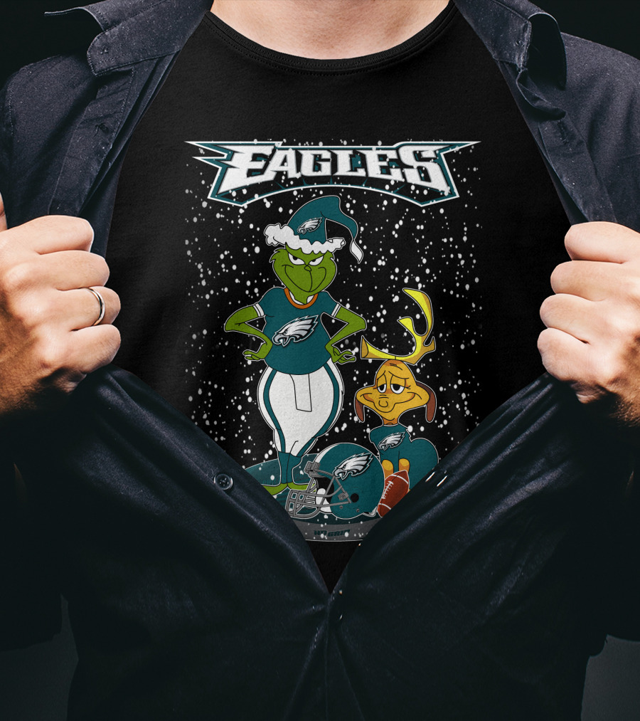 Philadelphia Eagles Grinch Christmas Football Fan Gear T-Shirt
