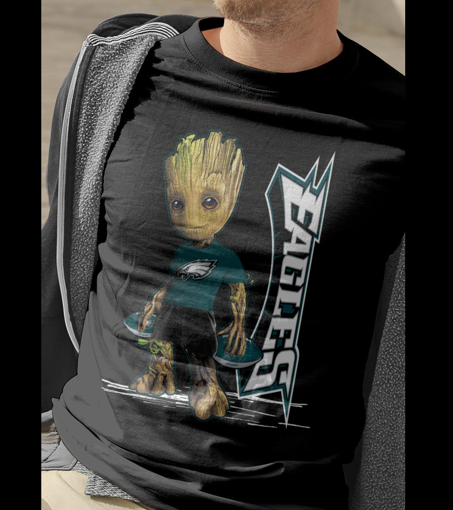 Groot Philadelphia Eagles Football Team Fan Character NFL T-Shirt