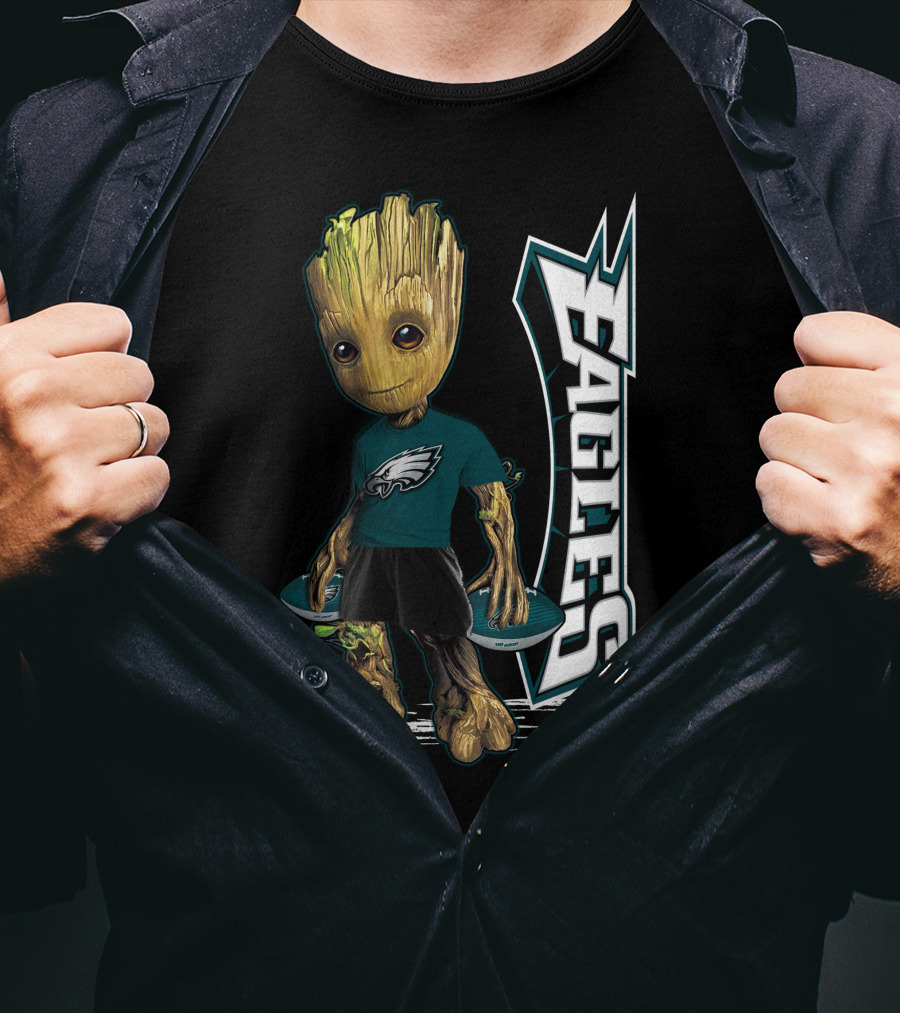 Groot Philadelphia Eagles Football Team Fan Character NFL T-Shirt