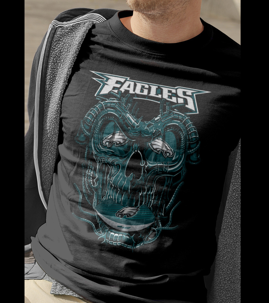 Philadelphia Eagles Dragonskull Fusion With Iconic Football Elements T-Shirt