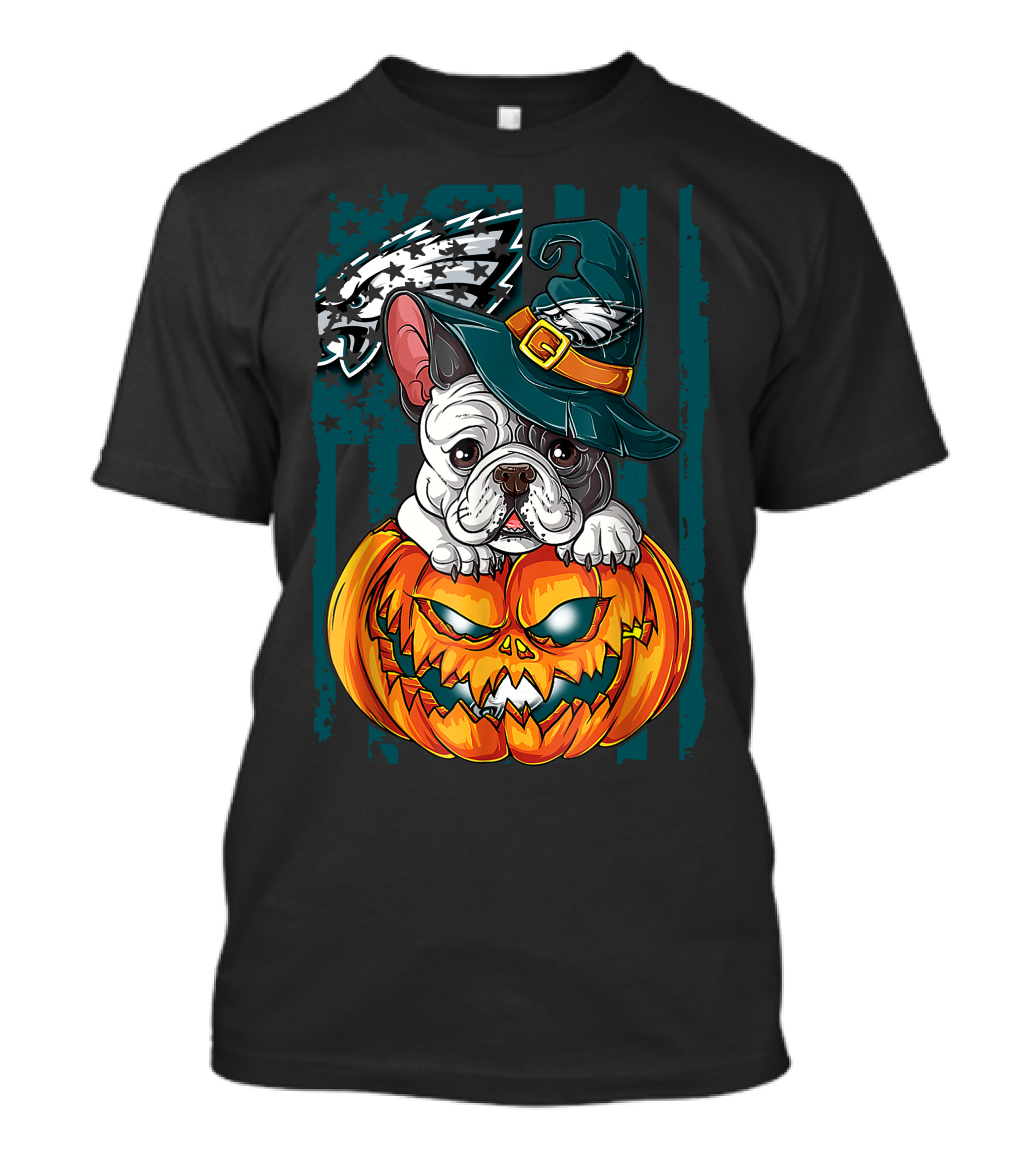 Hlw Bulldog Halloween Philadelphia Eagles Pumpkin T-Shirt