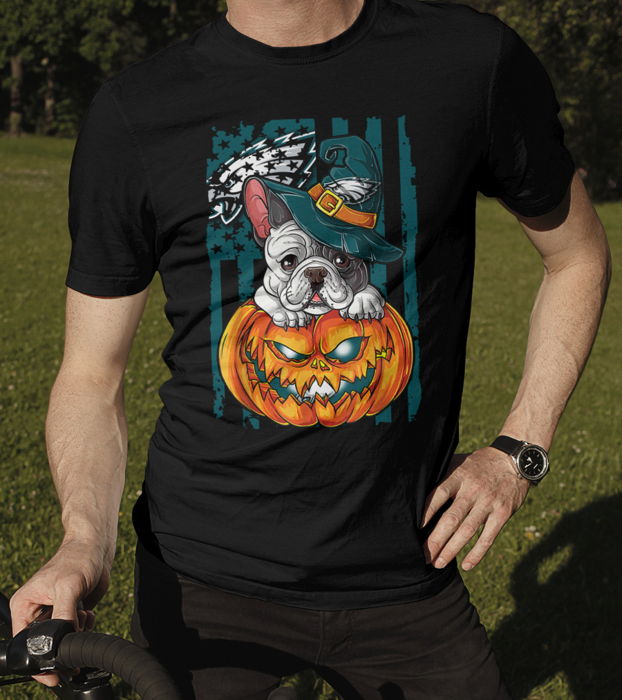 Hlw Bulldog Halloween Philadelphia Eagles Pumpkin T-Shirt