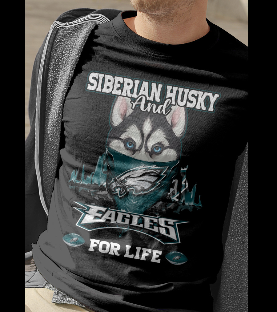 Siberian Husky And Eagles For Life T-Shirt