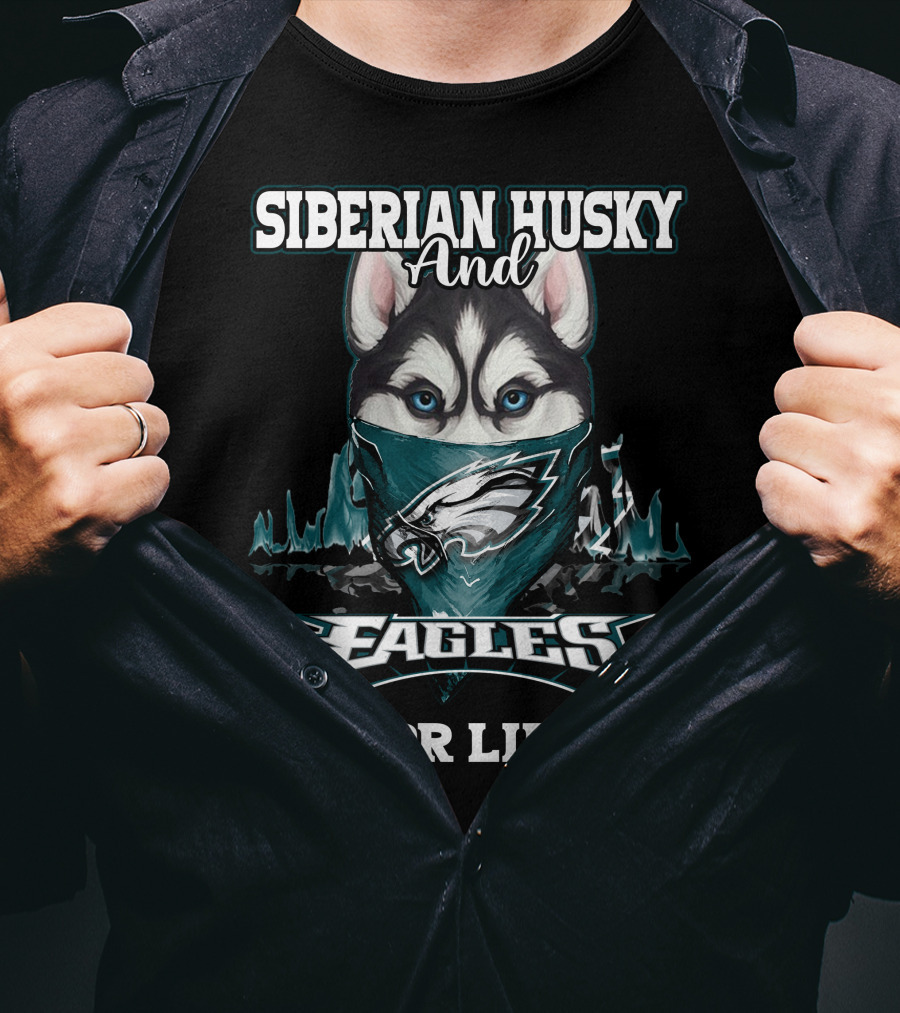 Siberian Husky And Eagles For Life T-Shirt