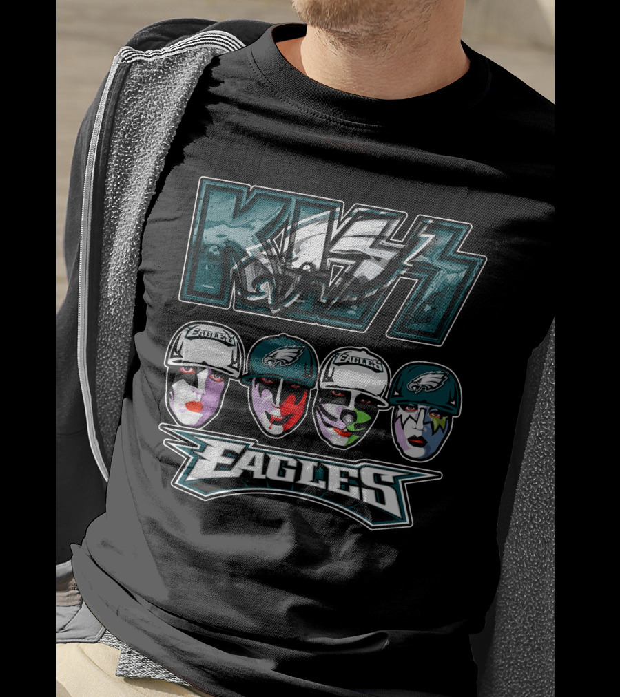 Kiss Band Meets Philadelphia Eagles Face Paint Fans T-Shirt