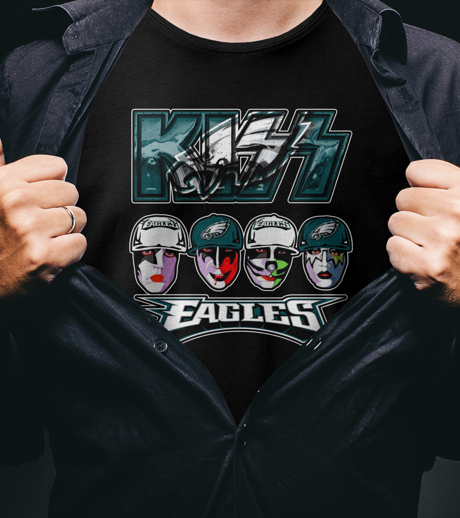 Kiss Band Meets Philadelphia Eagles Face Paint Fans T-Shirt