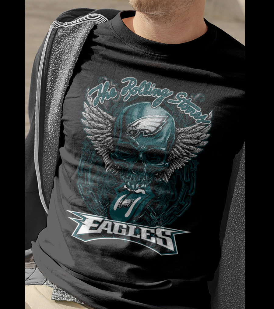 The Rolling Stones Eagles Skull With Wings And Philadelphia Eagles T-Shirt